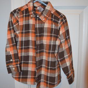 Gymboree Brown Plaid Flannel LS Button Down